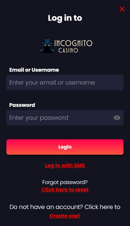 Incognito Casino Login