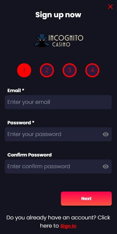 Incognito Casino Sign Up
